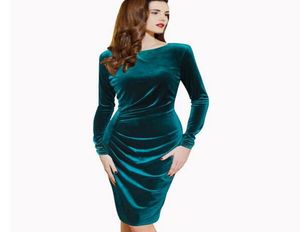 LCW NY DESIGN WOMENS VINTER ELEGANT Långärmad sammet Ruched Wear to Work Business Ice Party Stretch Bodycon Fited Dress8534178