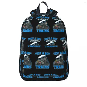 Mochila apenas um garoto que adora trens meninos engraçados Backpacks Student Book Bag Laptop Rucksack Children School