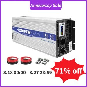 Inverter 12V 24V 48V - AC 220V 230V Saf Sinüs Dalga Güç Dönüştürücü 6000W 8000W 12000W İnvertörler Güneş Araç Voltaj Transformatörü