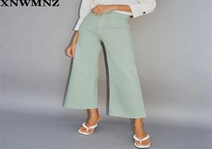 Za Jeans ZW Premium Marine Straight Highwaist Jeans mit hinteren Patch -Taschen nahtlose Söde vorne Zip Fly mit Top -Taste 21038799275