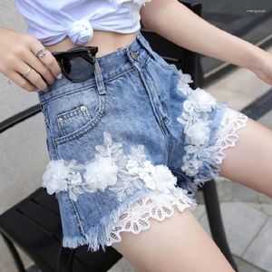 Jeans femminile estate casual shorts street street shorts femme big flower pantaloni gamba larga mini per Q888