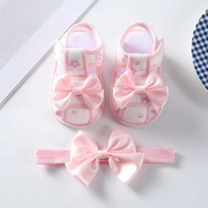 First Walkers Baby Toe Strap Set Cute Bow Anti slip Preschool Baby First Walker Soft Sole Red Baby Shoes d240525