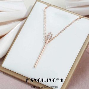 Pendanthalsband Syoujyo 585 Guldfärg Matchstickhalsband för kvinnor Natural Zircon Full asfalterade Luxury Party Jewelry Gift Q240525