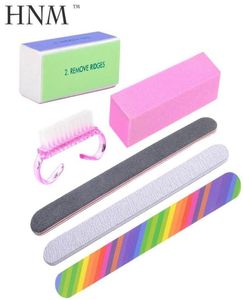 Whole HNM 6 Pcslot Nail Art Buffer File Durable Buffing Grit Sand Block Manicure Nail Sponges Files Nail Cleaning Brush3289095