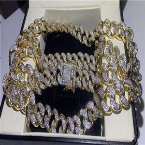 Ny ankomst Miami Cuban Link Chain Gold Plated Fullt Iced Out Hip Hop Bling 2016 Hot Sale Promotion Chain Gratis frakt Odlka