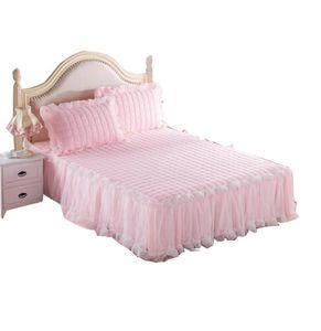 Creative 1 Piece Lace Bed kjol 2 stycken Kuddväskor sängkläder set prinsessor sängöverdrag för att täcka kingqueen size3457795