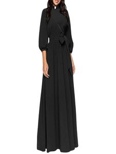 Church Dress for Women Pencil Bodycon Maxi Dress Elegant Priest Clergy Dresses with Tab Insert Collar8684523