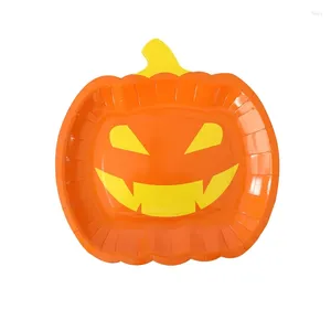 Retire os recipientes 10pcs Halloween Pumpkin Paper Plante pratos de frutas de frutas bandeja de chá sobremesa jantar pão descartável