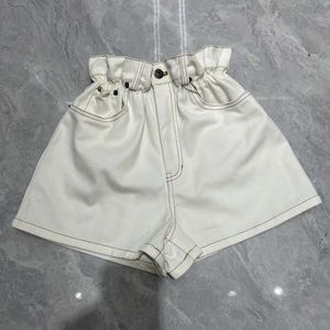 Women's Two Piece Pants M24 Spring/summer Series Pocket Embroidery Letter Elastic Flower Bud Waist Design, Age Reducing Versatile Denim Shorts