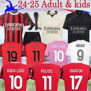 24 25 AC 125th Pulisic Rafa Lea Leo Soccer Jerseys 2024 A.Rebic Kjaer Milans Giroud Home Brahim Fãs Fãs Quarto Rebic Theo Bennacer Kessie Futebol Kit 16-4xl