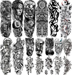 Full Arm Temporary Tattoos Sleeve For Men Women Realistic Fake Tatoos Warrior Lion Tiger Flower Tatoo Sticker8887486
