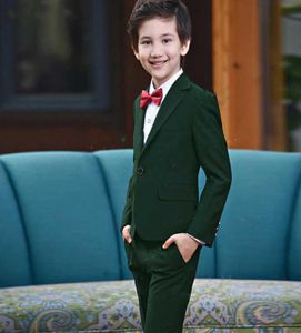 Nowe przystojne garnitury Blazer Kid039s Green Prom Wedding Boy Tuxedo Zestaw ubrania dla dzieci Śliczny kombinezon Formal 2pcs Kurtka 3957492