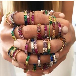 5 stile cz eternità anello di fidanzamento di fidanzamento colorato zirconia cubica color oro color trendy fashion women impilando anelli fai -da -te qfjei