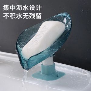 Bladform tvålbox dräneringshållare badrum dusch svamp förvaringsfack kreativt sucker vattenfria 240523