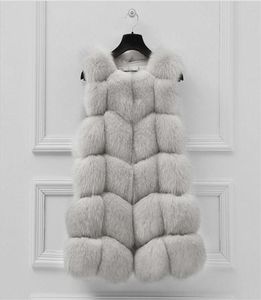Royal azul sem mangas com casaco de pele FAUX Fashion Spring Autumn Ladies Long Faux Fur Colet 3xl1535373