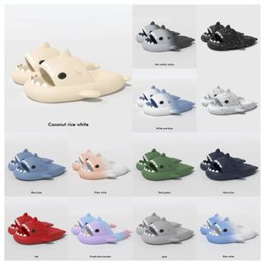 2024 New top designer woman sandal Summer Shark Slippers Men Couples Indoor Outdoor Shark Slides Thick Soled Shoes Sandals black white Gradient Flip Flops