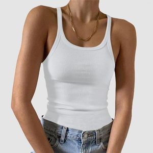 Kvinnors tankar Summer Ladies Casual Basic Vests Solid Color Slimming Fit Beach Vacation Classic Simplicity Round Neck Sleeveless T Shirt