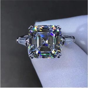 Anello promettente fatto a mano 925 Sterling Silver Bijou Asscher Cut 12mm Aaaaa CZ Impegno per matrimoni Anelli per la fetta