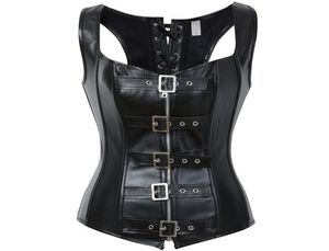 Sexy Leder Bustier Steampunk Korsett Stahl Bonted Korselett Overbust Pee Up Frauen Weste Tailler Corsets Schwarz PS Größe 6xl Qlf0083158474