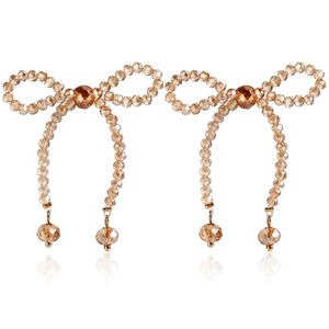 Koreanische elegante Kristallbogen Dangle Ohrringe für Frauen Mode süße süße Schmuck Girl Geschenke