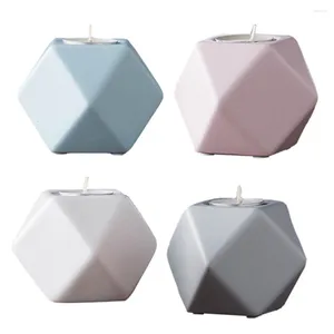 Candle Holders 4pcs Nordic Style Geometry Shaped Holder Ceramics Candlestick Cups