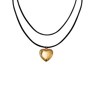 Jewelry pull adjustable Korean veet rope choker minimalist personality big heart pendant necklace for women