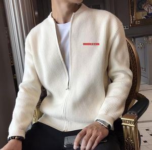 Marka projektanta luksusowy sweter męski pełny zamek błyskawiczny pullover ciepła polarowa dzianina