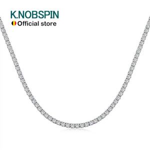 Pendant Necklaces KNOBSPIN 2mm D VVS1 Moissanite Tennis Necklace Adjustable s925 Sterling Silver Plated 18k Gold with GRA Fine Necklace for Women Q240525