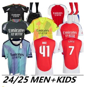 G.Jesus Saka Havertz Rice Soccer Maglie 23 24 25 Ian Wright Smith Rowe Pre Match Whiteout Special Odegaard Martinelli Nketiah 2023 2024 Kits da calcio Shirt Kids Kids