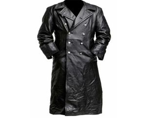 Mens Medieval Vintage Leather Trench Coats Pure Long Leather Jacket Male Clothing Streetwear Windbreaker7542957