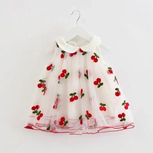 Flicka klänningar baby körsbär broderi sommar prinsessan klänning flickor småbarn vår hösten söt födelsedagsfest vestidos cothes twjwl