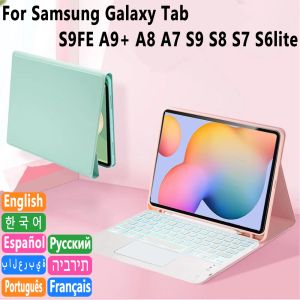 Tastaturgehäuse für Samsung Galaxy Tab S9 Fe S8 S7 11.0 S6 Lite A9+ A8 10.5 A7 10.4 Spanische spanische hebräische arabische asery koreanische Tastatur