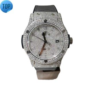 Hip Hop Diamond Luxury Watch Jewelry Men Womel Wrist Digital Moissanite Quartz assiste a cinta prateada e preta