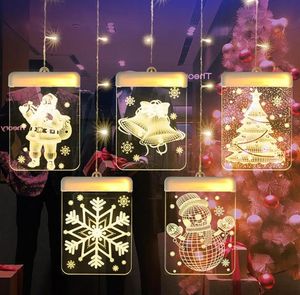 Luci di Natale a LED 3D Fairy Light Garland Tenda Festone Batteriaperata Lampada a sospensione Finestra Home Decora038515003