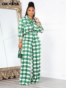 Zweiteilige Hosen für Frauen Cmyaya Chic Plaid Set Langarm übergroß