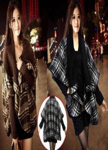 Neuankömmlinge Damen Cloak Plaid Wollmantel Plus -Größe Wolle Mischungen Poncho Mantel loser Cape äußere Wewe2450932