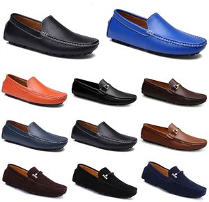 Deri Doudou Erkekler Sıradan Ayakkabı Sürüş Ayakkabıları Nefes Alabilir Yumuşak Tenli Tensi Siyah Beyaz Mavi Gümüş Sarı Gri Ayakkabı All Maç Dış Mekan Cross-256