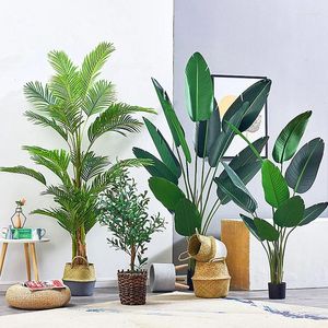 Декоративные цветы 90 см. Большие искусственные пальмовые тропические растения ветвиют пластиковые фальшивые листья зеленые, пригодные для домашнего сада офиса