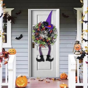 Dekorativa blommor Witch Hats Garland Spooky Halloween krans Hållbar bendörr för festlig heminredning Happy Party Supplies High