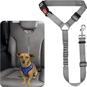 Hundhalsar med husdjurs säkerhetsbälte transport rep bilstolsprodukter ring koppel stretchbar elastisk kraft återspeglar ljustillbehör