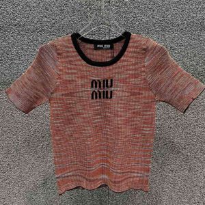Women's Knits & Tees Mm24 Embroidery Letter Simple Casual Versatile Knitted Short Sleeved Top