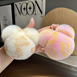 Cartoon Rex Rabbit Fur Bag Charm Animal Mouse Plush Car Keychain Furry Doll Pendant Gifts Bag Car Keyring Accessories