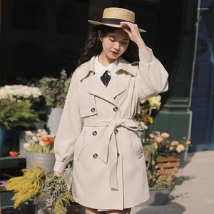 Women's Trench Coats 2024 Windbreaker Autumn Mid-length Model Coat Long Sleeve Double Breasted Trenchcoat Baggy With Belt Jackets