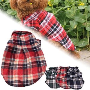 Dog Apparel Plaid camisa de estimação Botão dianteiro Botão curta Tops Traje de design clássico para CAT e XQMG Shirts Supplies Product Product