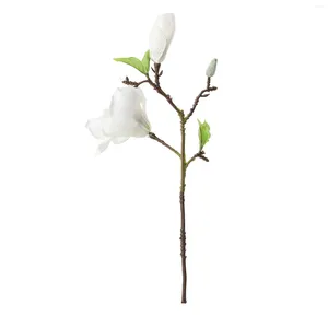 Fiori decorativi 1 PC Fiore magnolia di seta artificiale con gambo verde Decorazione per la casa del vaso plughevole.