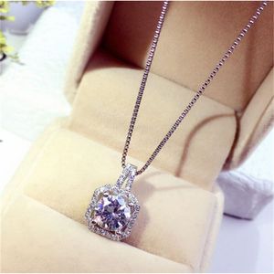 Vecalon Handmade pendants 925 Sterling silver AAAAA zircon Statement Wedding Pendant necklace for Women Bridal Party Jewelry Uprnr