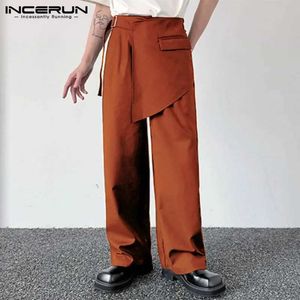 Męskie spodnie 2024 Nieregularne spodnie Solid Button Jogger Koreańskie spodnie Męskie Ubranie uliczne Spodnie S-5xl Q240525
