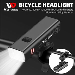 West Cykling Bike Light 400600800LUMEN Cykel strålkastare MTB Front Lamp Ultralight ficklampa 240509