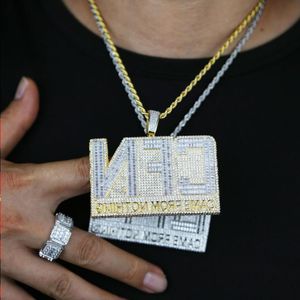 Ny Iced Out Bling Cz Letter CFN Pendant Necklace Silver Color Full 5A Zircon Came From Nothing Charm Men mode Hiphop smycken wobnv