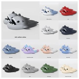 Nya tofflor Summer 2024 Designer Shark Sliders Män Kvinnor Slides Pink Blue Memory Foam Sandaler Mjuk tjock kudde Slipper Cloud Inomhus utomhus